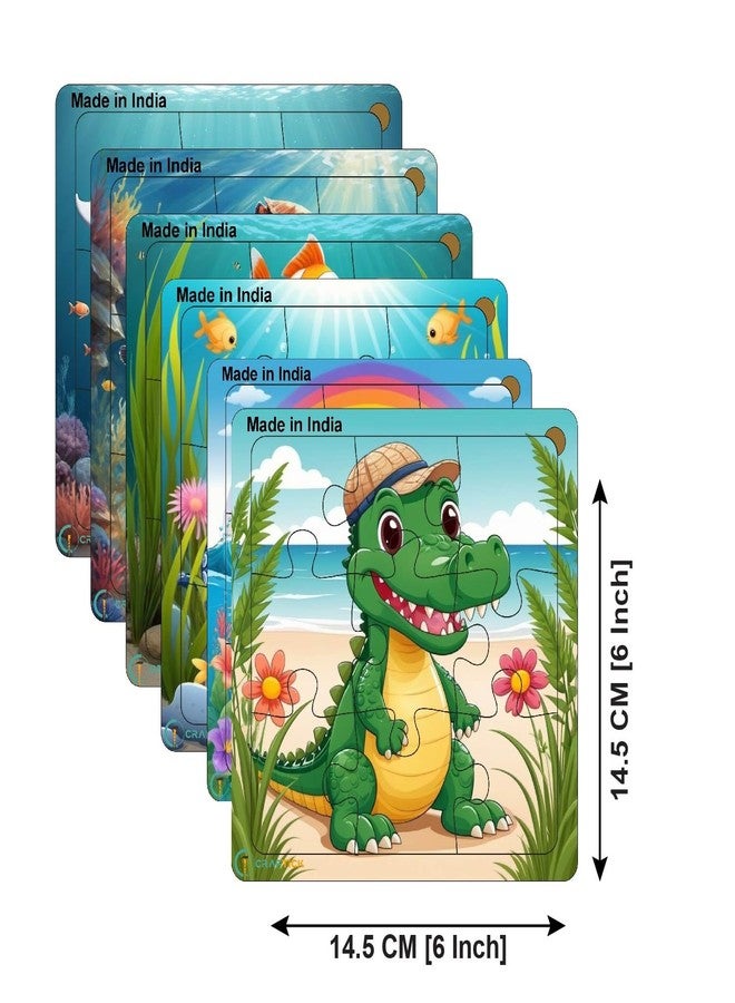 Craftick® Sea Animals Wood Jigsaw Puzzles for Kids Age 2+ | Return Gift | Brain Booster Game [ Pack of 6 ] | Kids 9-Pieces Puzzle for Toddlers - Image 2